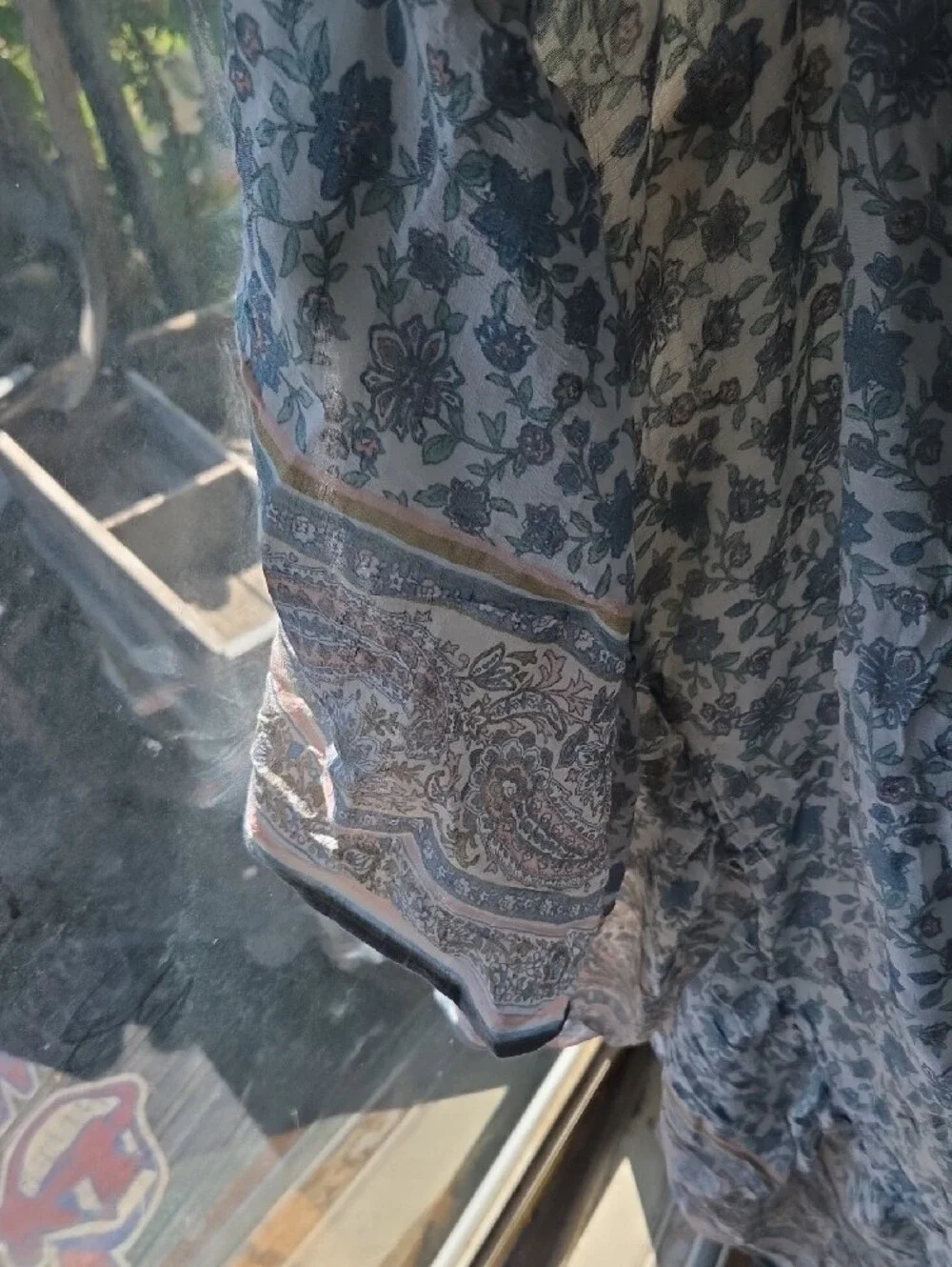 august Blue Floral Smocked Maxi Dress Gunny Sax Looking Cottagecore Med.